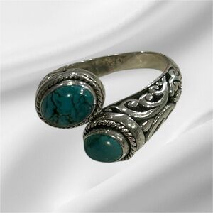 Sterling silver turquoise bypass ring